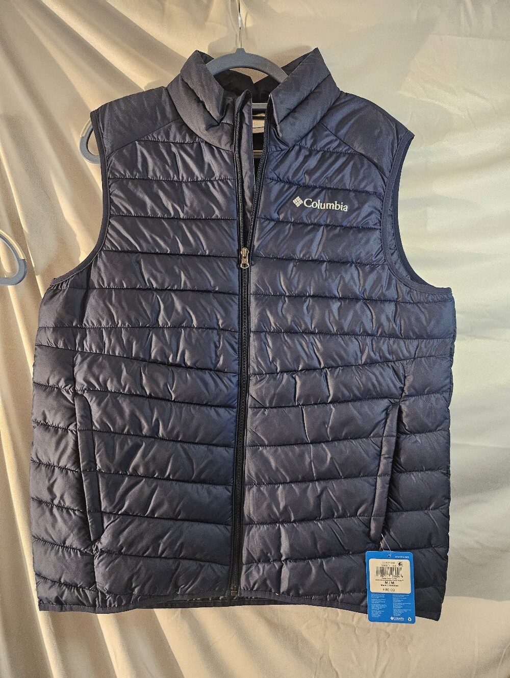 Columbia Foster Falls Vest Mens Medium Navy Blue Omni-Shield Puffer NWT XM8871